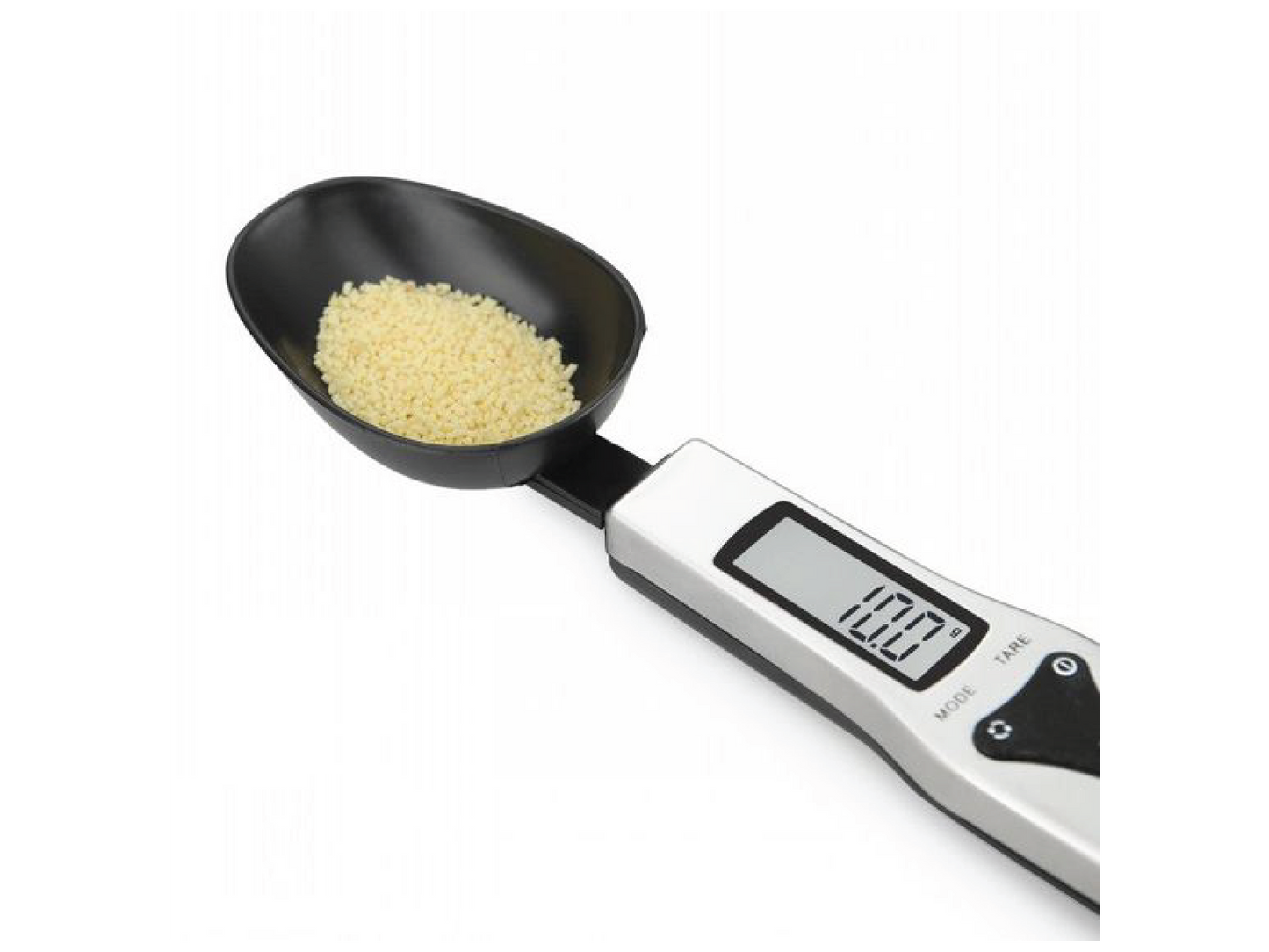 This digital measuring spoon delivers accurate measurements with an LCD screen and tare feature.